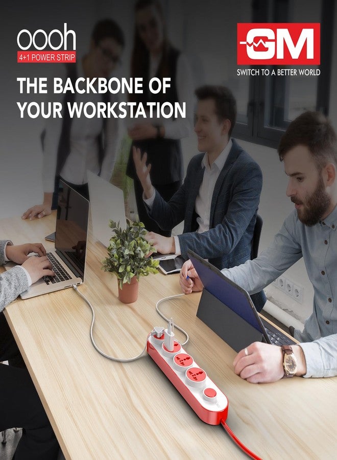 GM 10 Amp Extension Board with 2 Metre Heavy Duty Copper Extension Cord - 4 International Sockets, Master Switch, LED Indicator with Safety Shutter | GM 3257 - Image 2